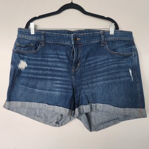 Old Navy Blue Distressed Cuffed Denim Shorts